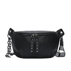 sac banane en cuir véritable