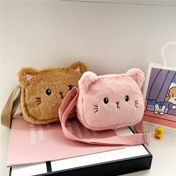 sac à bandoulière en peluche motif chat