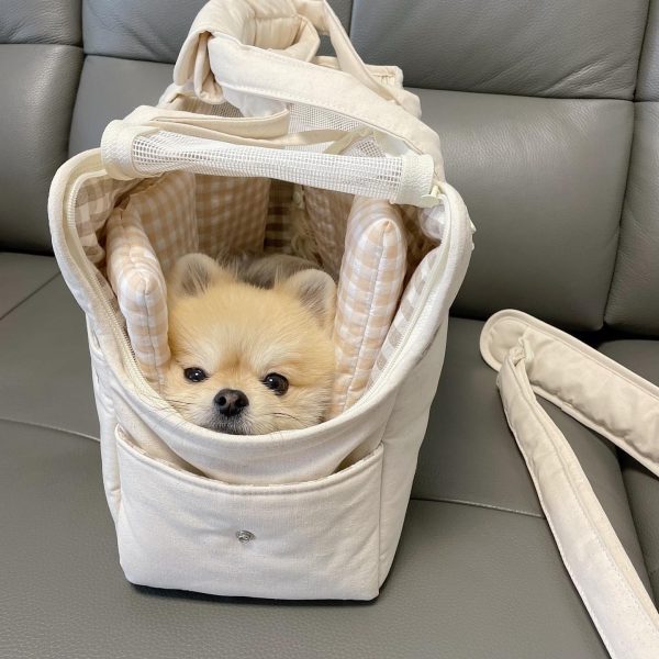 sac bandoulière beige pour chien