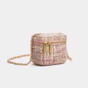 sac bandoulière tweed rose