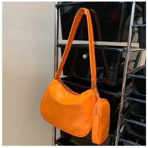 sac à main cuir synthétique orange