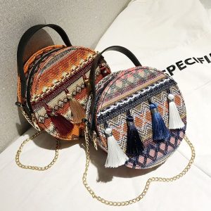 petit sac bandoulière rond ethnique