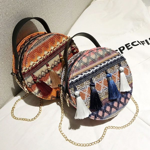 petit sac bandoulière rond ethnique