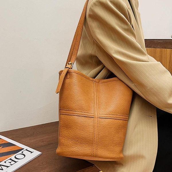 sac fourre-tout en cuir camel