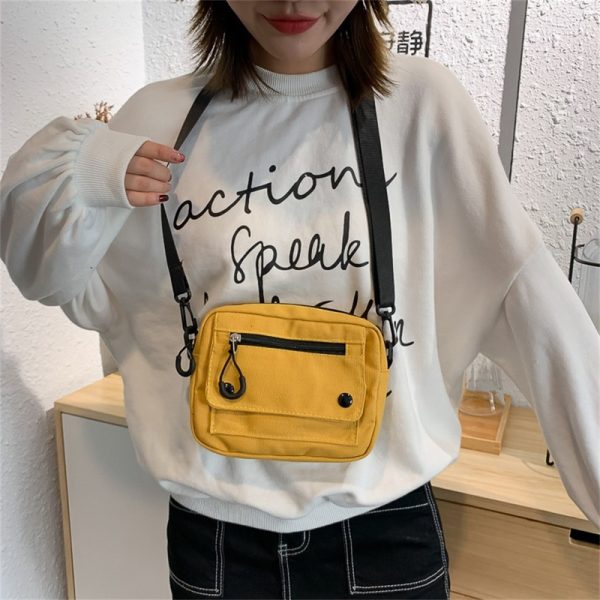 sac bandoulière toile jaune rétro