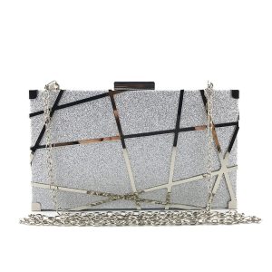 sac bandoulière paillettes argent