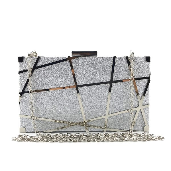 sac bandoulière paillettes argent