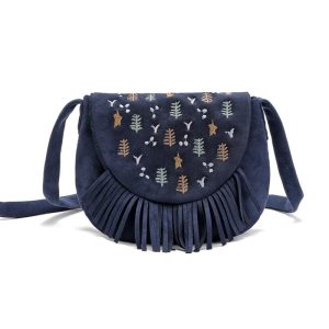 sac à bandoulière brodé bleu marine
