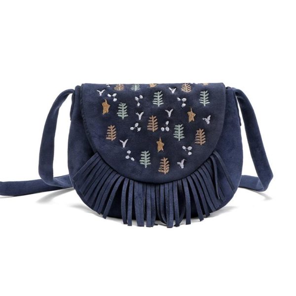 sac à bandoulière brodé bleu marine