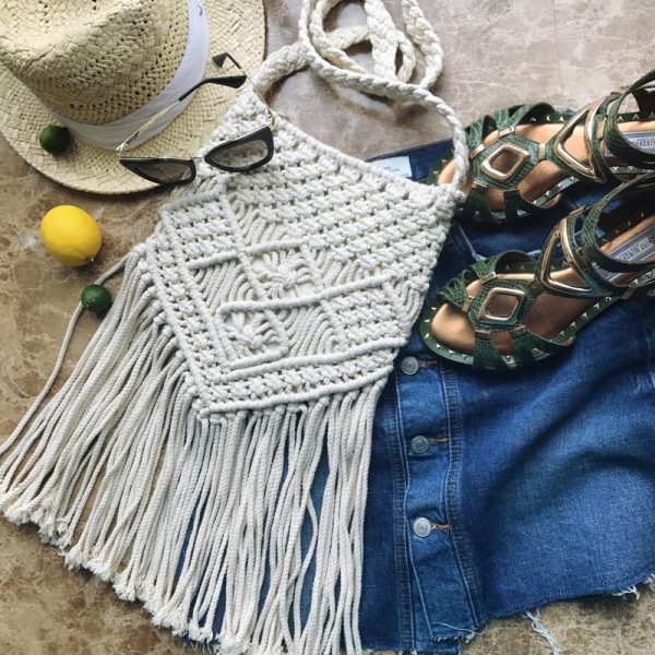 sac bandoulière en macramé