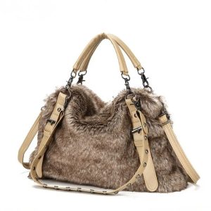 Grand sac bandoulière d’hiver en fourrure synthétique