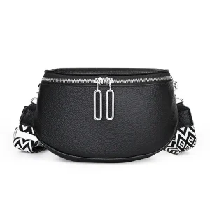 sac banane en cuir noir