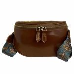 sac banane cuir marron